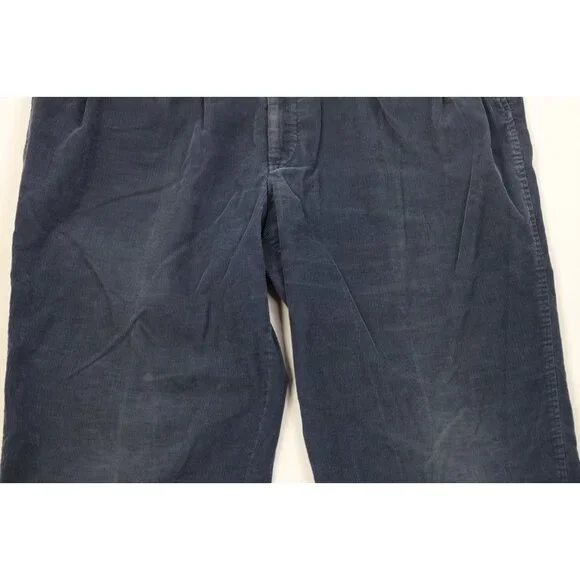 Vintage 70s Lands End Mens 40x32 Faded Wide Leg Corduroy Chino Pants Blue USA